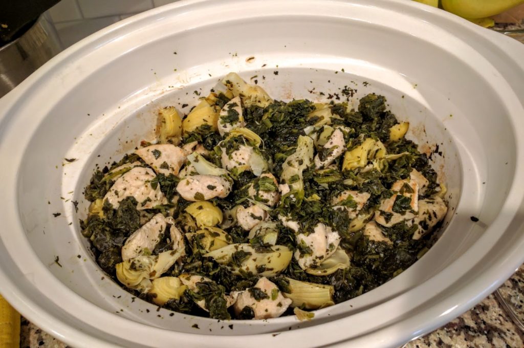 Crock-Pot Spinach and Artichoke Chicken | thegreengiraffeeats.com